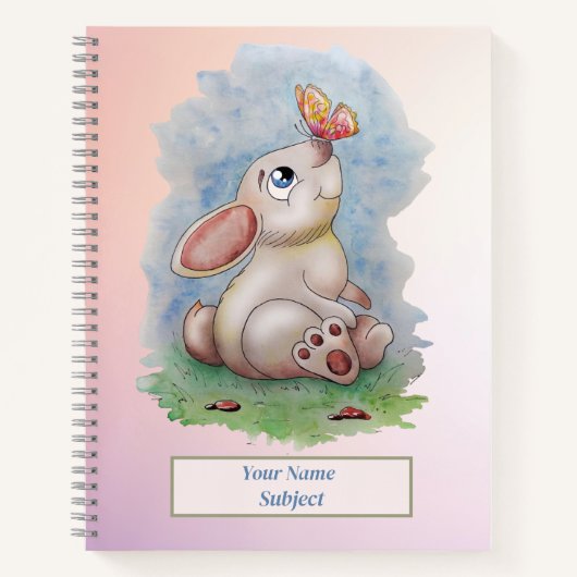 Joli Carnet lapin aquarelle (Devant)