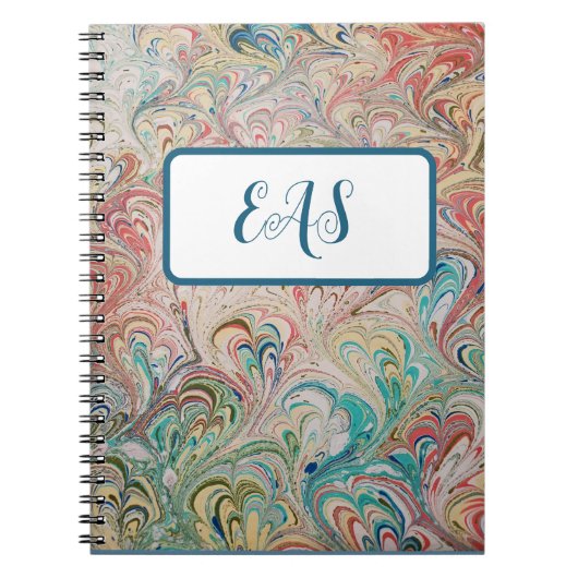 Joli Carnet marbré avec Monogramme (Devant)