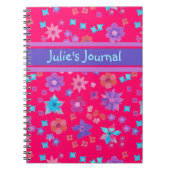 Joli Carnet ou journal Flower Power personnalisé (Devant)