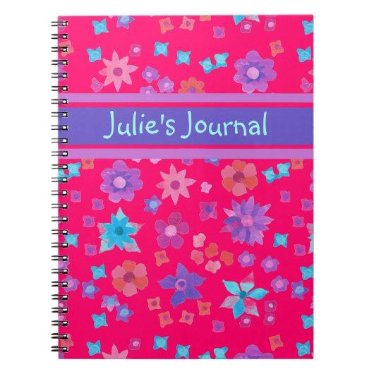 Joli Carnet ou journal Flower Power personnalisé (Devant)