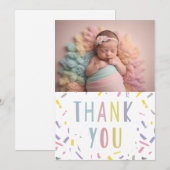 Joli carte de remerciements bébé moderne avec phot (Devant / Derrière)