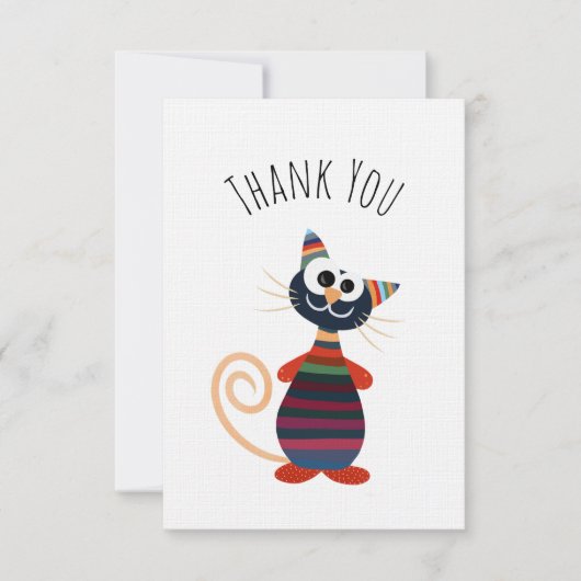 Joli carte de remerciements de chat coloré (Devant)
