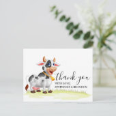 Joli Carte de remerciements de vache caricature (Debout devant)