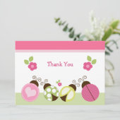 Joli Carte de remerciements Ladybugs & Fleurs (Debout devant)