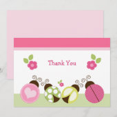 Joli Carte de remerciements Ladybugs & Fleurs (Devant / Derrière)