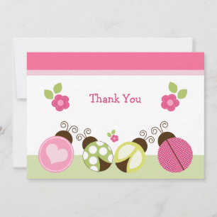 Joli Carte de remerciements Ladybugs & Fleurs