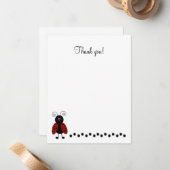 Joli Carte de remerciements plat Black & Red Ladyb (Devant/Arrière en situation)