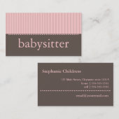 Joli Carte de visite de baby-sitting rose (Devant / Derrière)