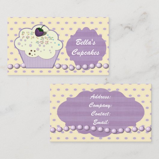 joli carte de visite de cupcake violet (Devant / Derrière)