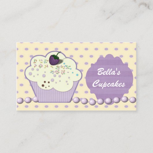 joli carte de visite de cupcake violet (Devant)