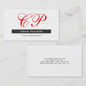 Joli Carte de visite de Monogramme noir rouge (Devant / Derrière)