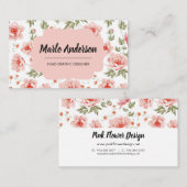 Joli Carte de visite de pivoines roses (Devant / Derrière)