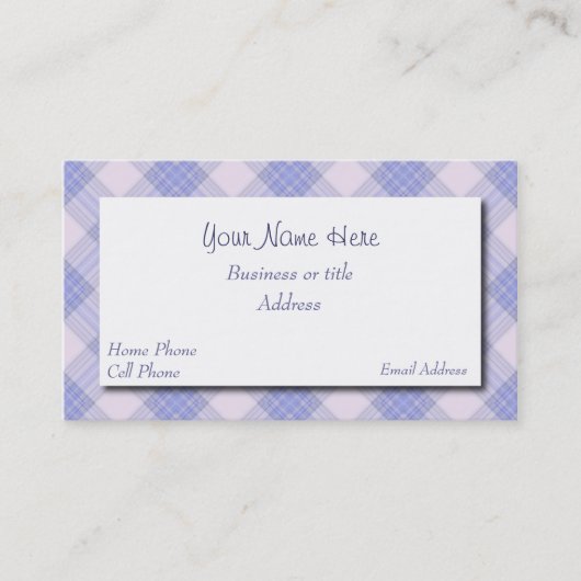 Joli carte de visite de plaid (Devant)
