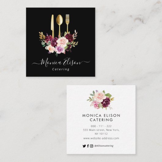 joli carte de visite fleuri (Devant / Derrière)