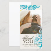 Joli Carte photo Merci Turquoise (4x8) (Devant / Derrière)