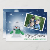 Joli Carte photo Snowman Joyeux Noël (Devant / Derrière)