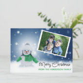 Joli Carte photo Snowman Joyeux Noël (Debout devant)