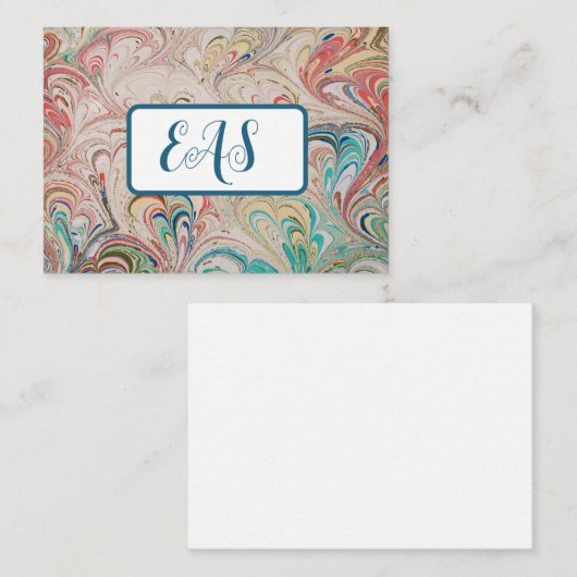Joli Cartes pour notes en papier marbré avec Monog (Devant / Derrière)