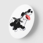 Joli Cartoon Bordure Collie Horloge murale (Angle)