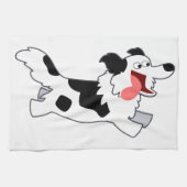 Joli Cartoon Bordure Collie Serviette de cuisine (Horizontal)