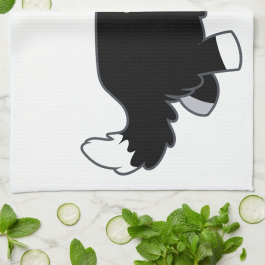 Joli Cartoon Bordure Collie Serviette de cuisine (Plié)