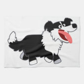 Joli Cartoon Bordure Collie Serviette de cuisine (Horizontal)