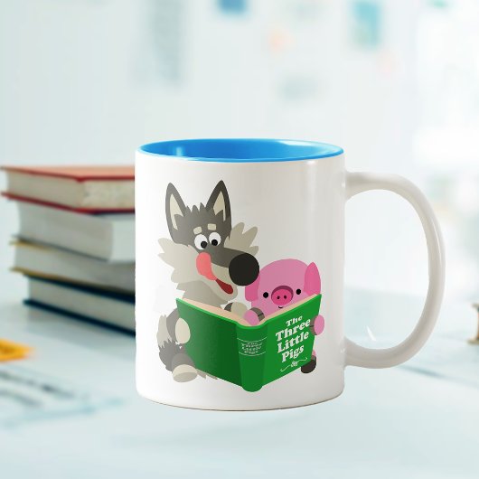 Joli Cartoon Cochon Et Loup Lire Ensemble Mug