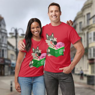 Joli Cartoon Cochon Et Loup Lire Ensemble T-Shirt
