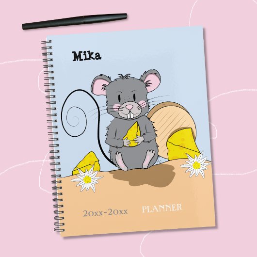 Joli Cartoon Gris Souris Plannière de l'école prim