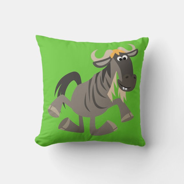 Joli Cartoon Tap Dancing Wildebeest Coussin (Recto)