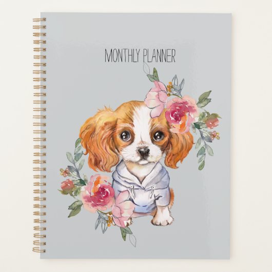 Joli Cavalier King Charles Spaniel et Fleurs (Devant)
