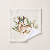 Joli Cerf Aquarellé Posé En Bas Boho (Gant de toilette)