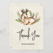 Joli Cerf Aquarellé Posé En Merci (Devant / Derrière)