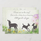 Joli cerf dans Meadow Twins Baby shower Invitation (Devant / Derrière)