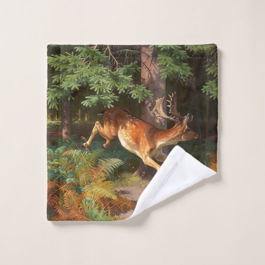 Joli Cerf Rouge Dans La Forêt (Gant de toilette)