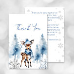 Joli cerf Winter garçons baby shower carte de reme<br><div class="desc">Oh cerf un peu de dollar est presque ici le thème hiver garçons carte de remerciements de baby shower,  aquarelle bébé cerf mignon portant casquette d'hiver et écharpe par pins enneigés pour le thème hivernal baby shower carte de remerciements</div>