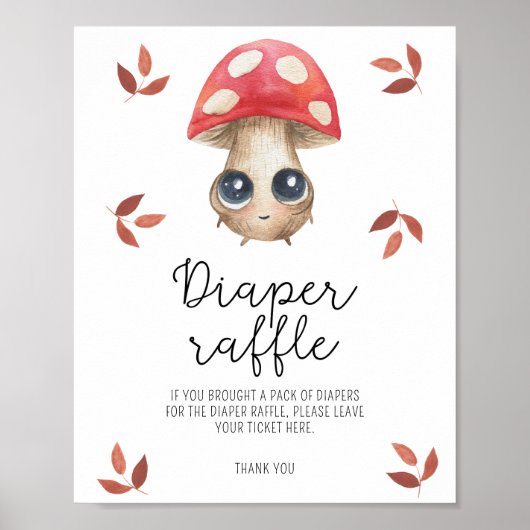 Joli champignon - Affiche de tombola de couches (Devant)