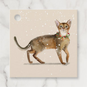 Joli chat abyssinien avec étiquette cadeau Holly W