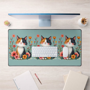 Joli Chat Calico avec Esthétique Florale Cottageco