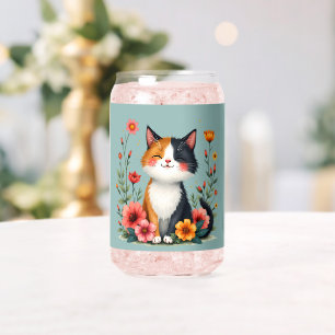 Joli Chat Calico avec Esthétique Florale Cottageco