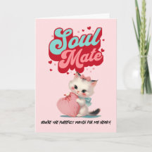 Joli Chat dans une Carte de la Saint-Valentin