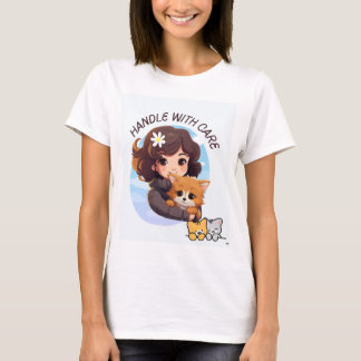 Joli chat de compagnie & t-shirt à motif artistiqu
