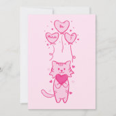joli chat et ours coeurs roses carte joyeuse de la (Devant)