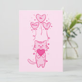 joli chat et ours coeurs roses carte joyeuse de la (Debout devant)