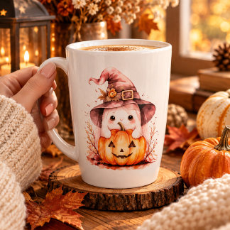 Joli Chat Fantôme avec Citrouille | Mug Halloween