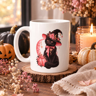 Joli Chat Fantôme avec Citrouille | Mug Halloween