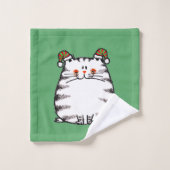 Joli Chat Grassouillet Deux Chapeaux de Noël (Gant de toilette)