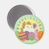 Joli Chat Joyeuses Pâques Magnet Décoration de Pri (Recto/Verso)
