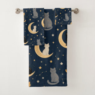 Joli Chat Lune et Étoiles Mystiques