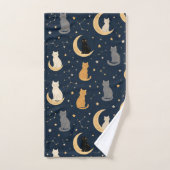 Joli Chat Lune et Étoiles Mystiques (Serviette à main)